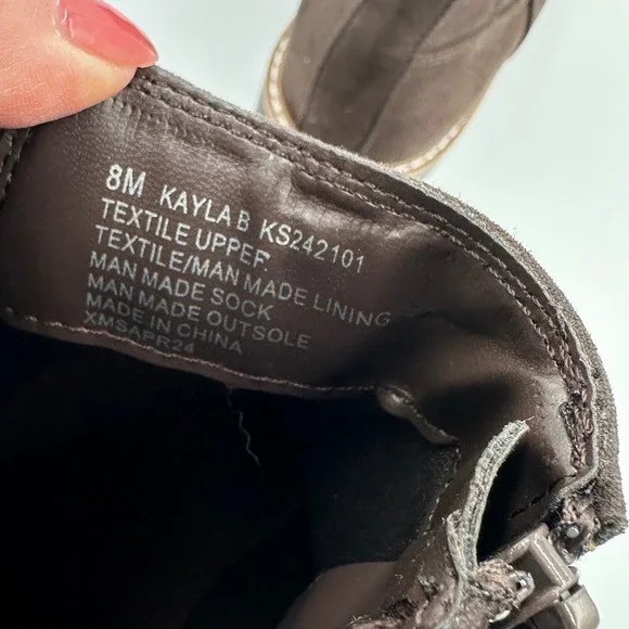 Kensie Kayla B Boot Women 8 Brown Chelsea Suede-Look Lug Sole Side Zip Ankle - Picture 8 of 10